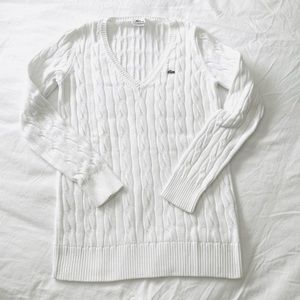 Lacoste cable knit v-neck sweater